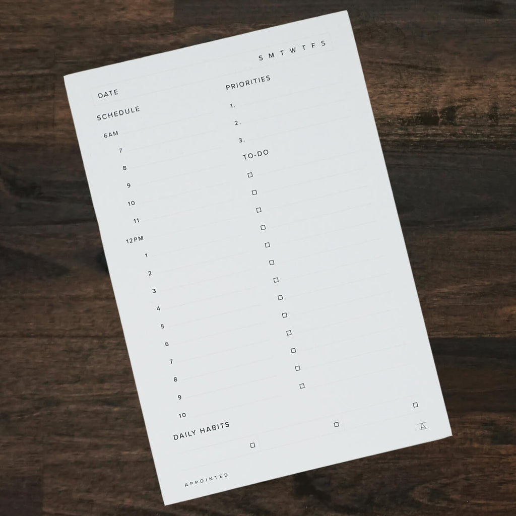 Daily Task Pad | White | Appointed