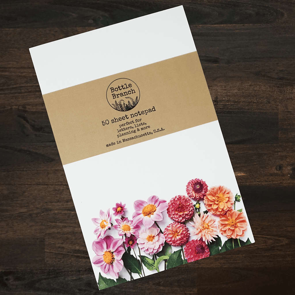 Large Notepad | Dahlias | Bottle Branch