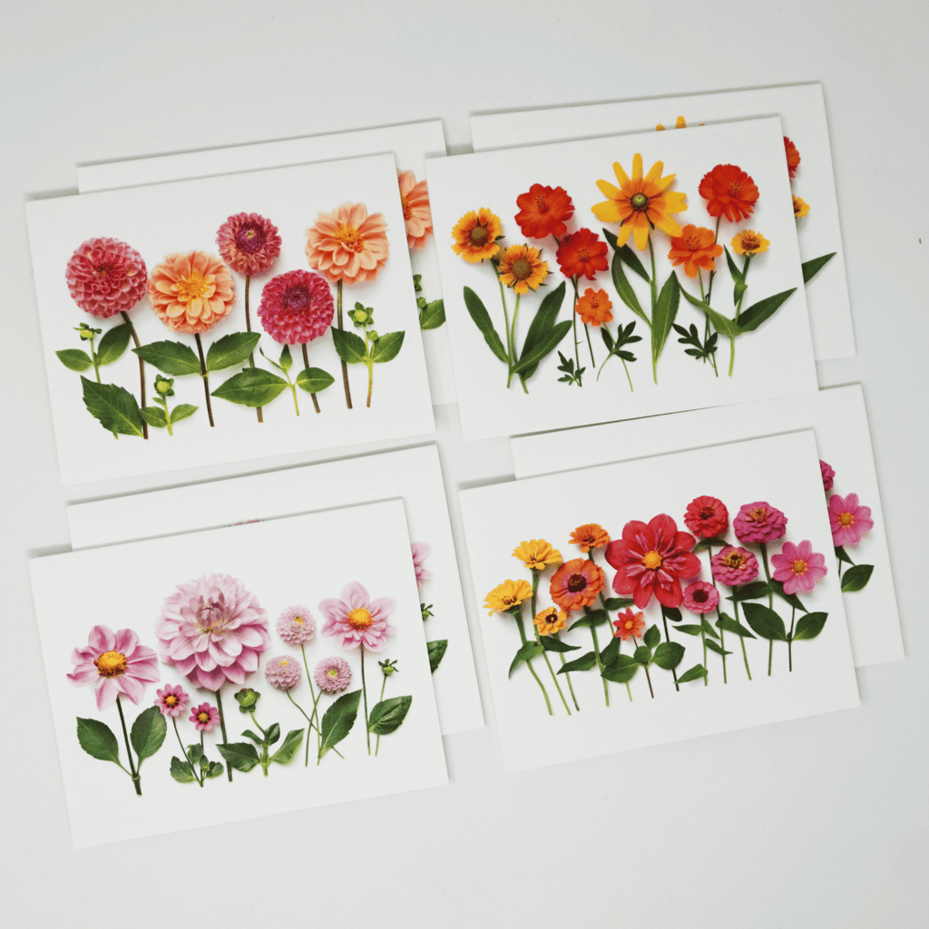 Floral Card Set | Set of 8 | Dahlias | Bottle Branch