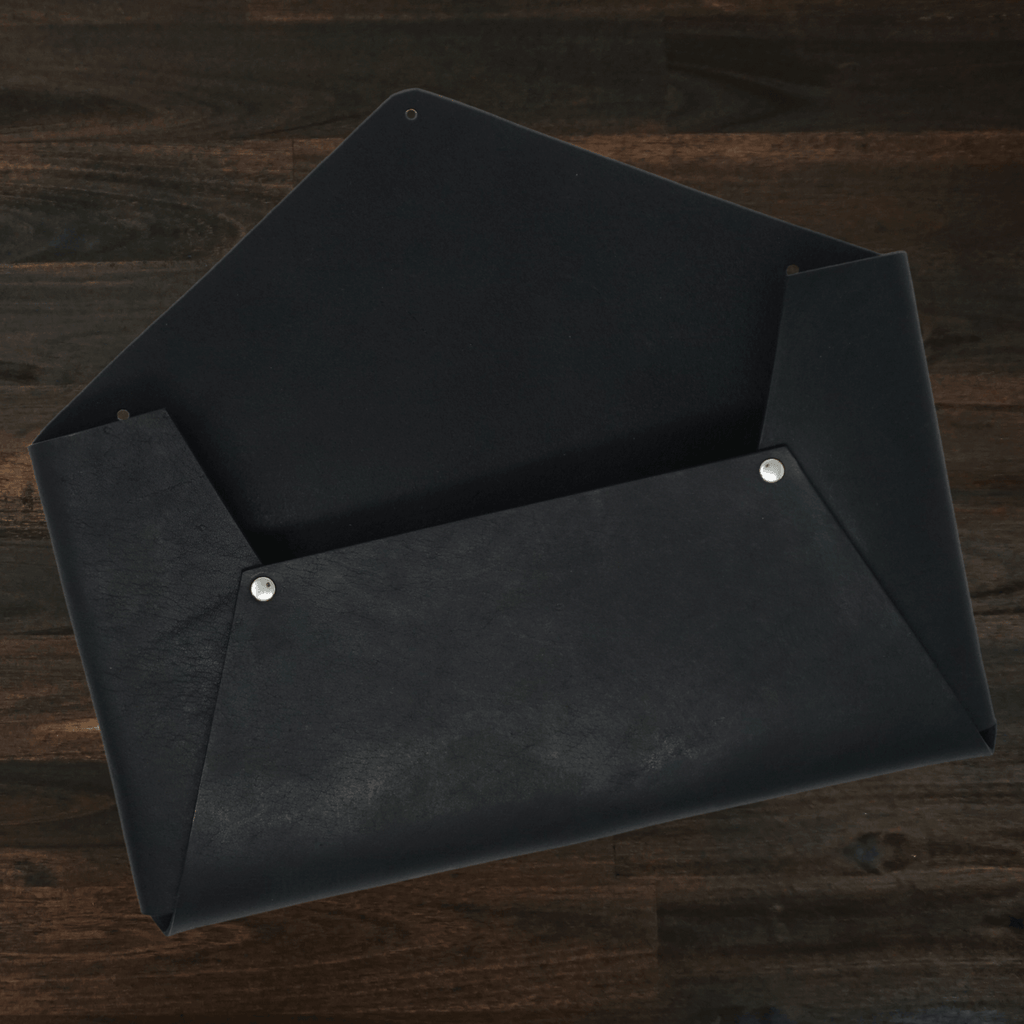 Leather Wall Pocket | Black | Mail Envelope Organizer | Dichotomie Studio