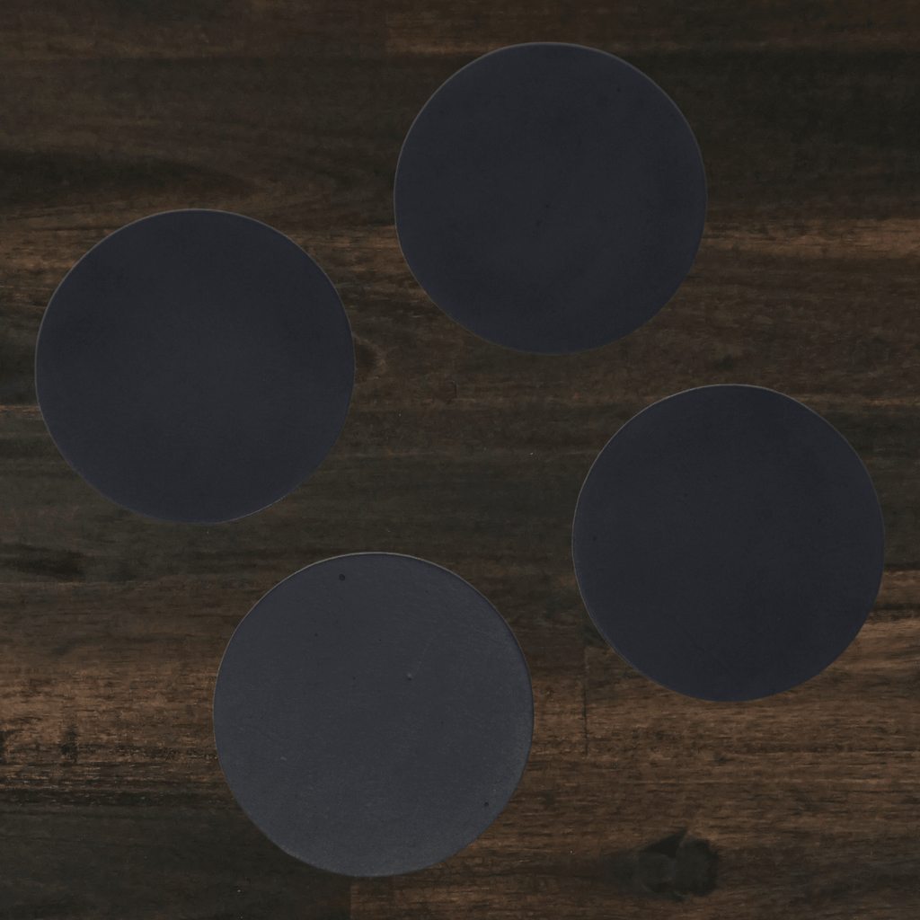 Round Leather Coaster | Set of Four | Black | Dichotomie Studio