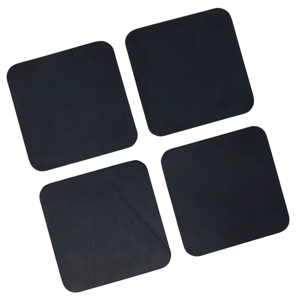 Square Leather Coaster | Set of Four | Black | Dichotomie Studio