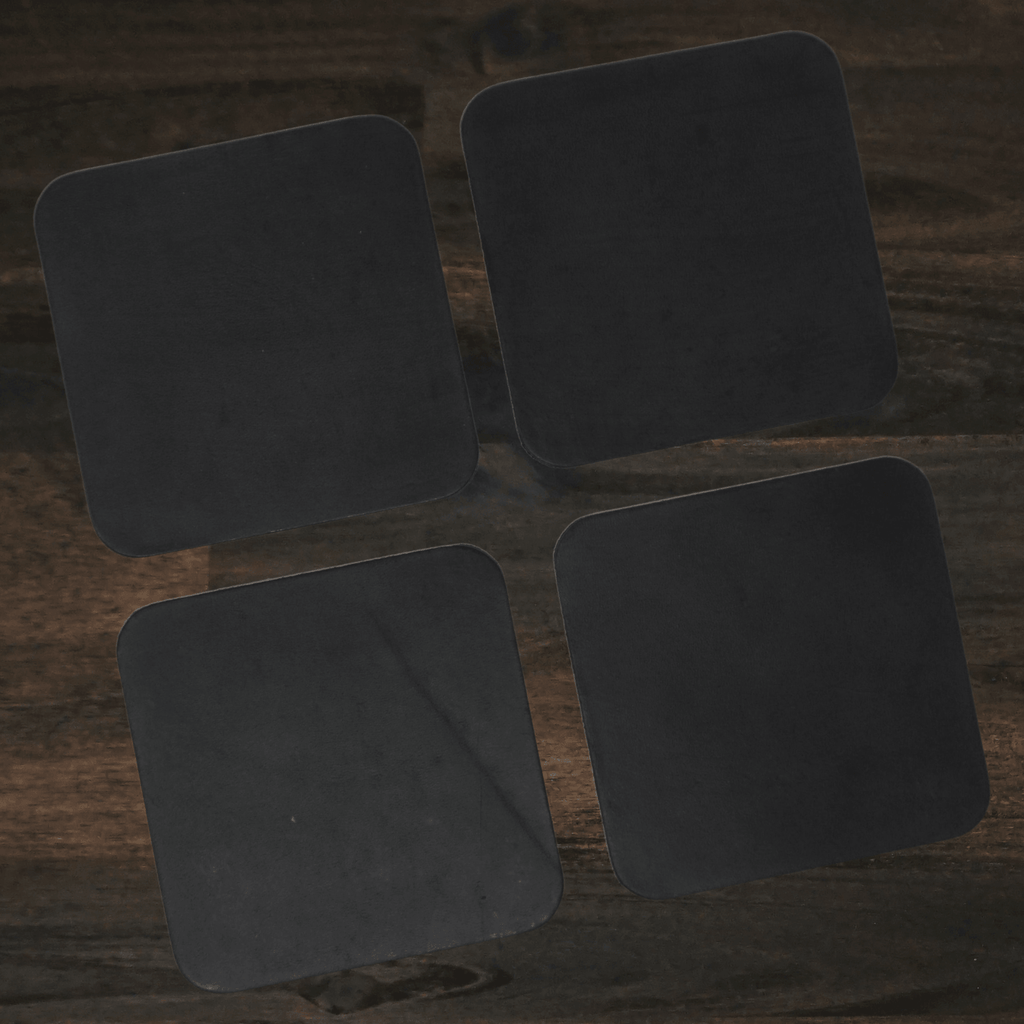 Square Leather Coaster | Set of Four | Black | Dichotomie Studio