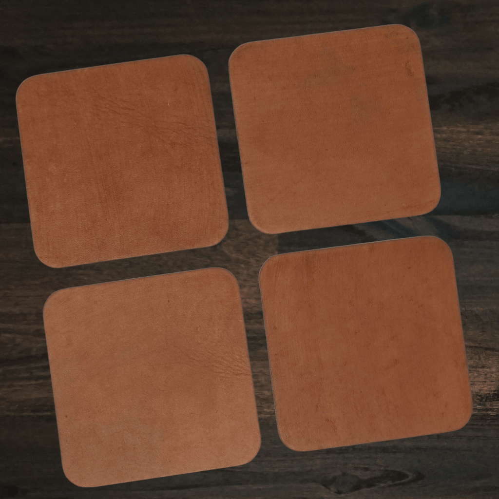 Square Leather Coaster | Set of Four | Brown | Dichotomie Studio