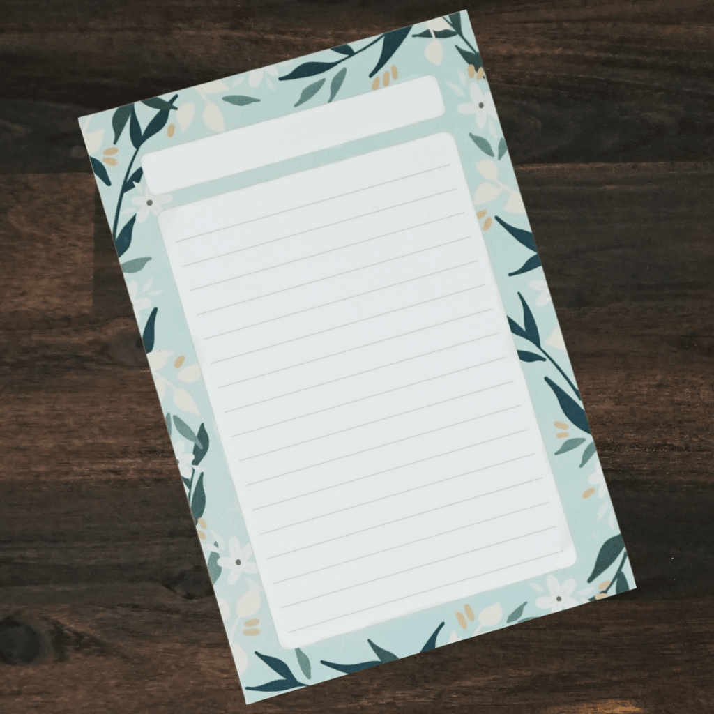 Notepad | Mint Floral Lined | Ginably