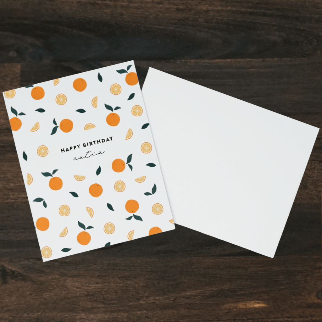 Happy Birthday Cutie (Orange Pattern) Birthday Card | Joy Paper Co.