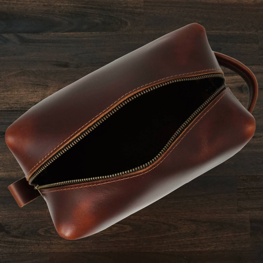 Leather Dopp Kit - Gentleman's Travel Kit | Copper Brown | Lindy Leather