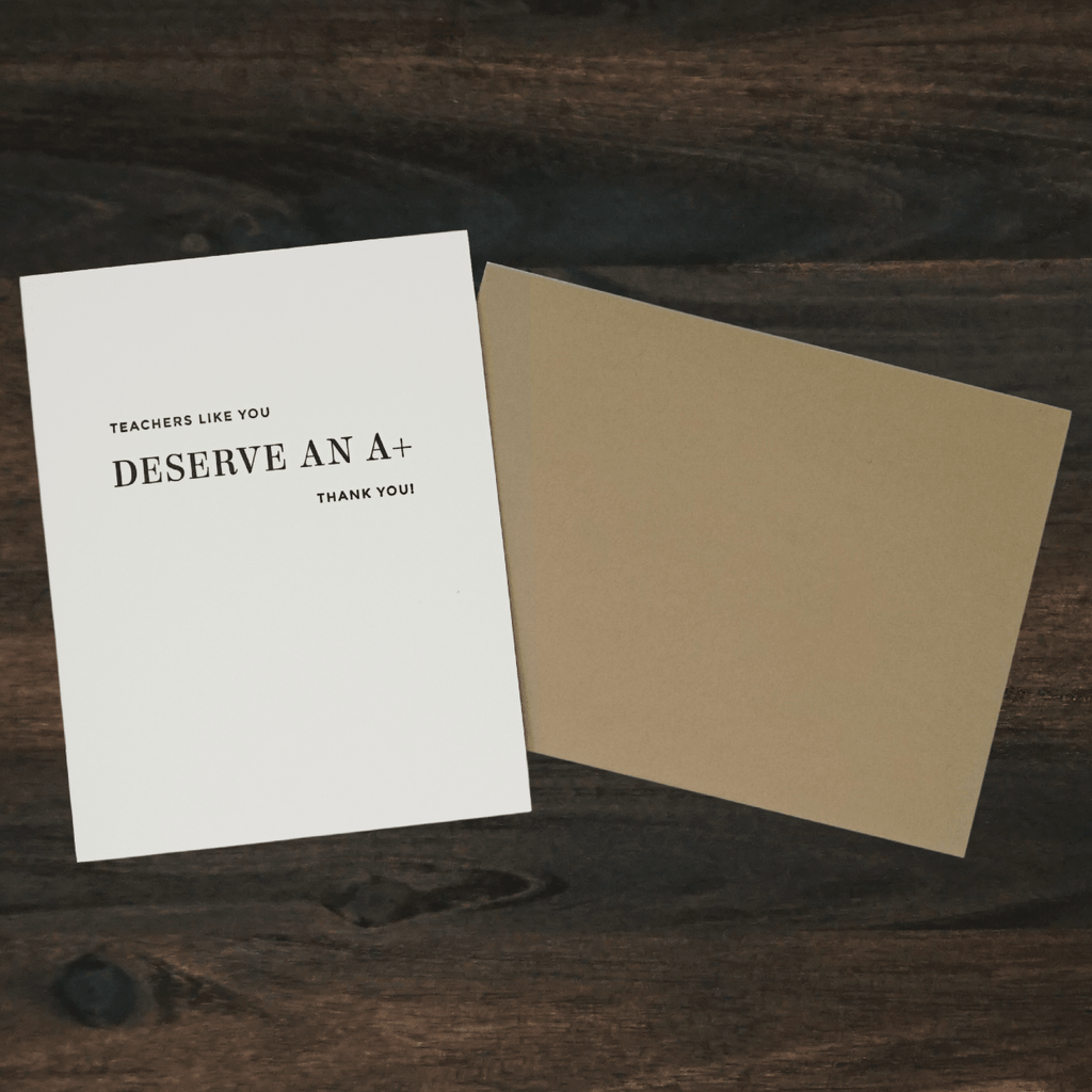 A+ Teacher Letterpress Card | Missive