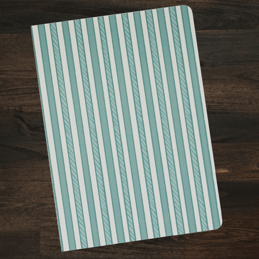 DISCOUNTED | Notebook | Teal Doodle Striped Softcover | Owl & Envelope