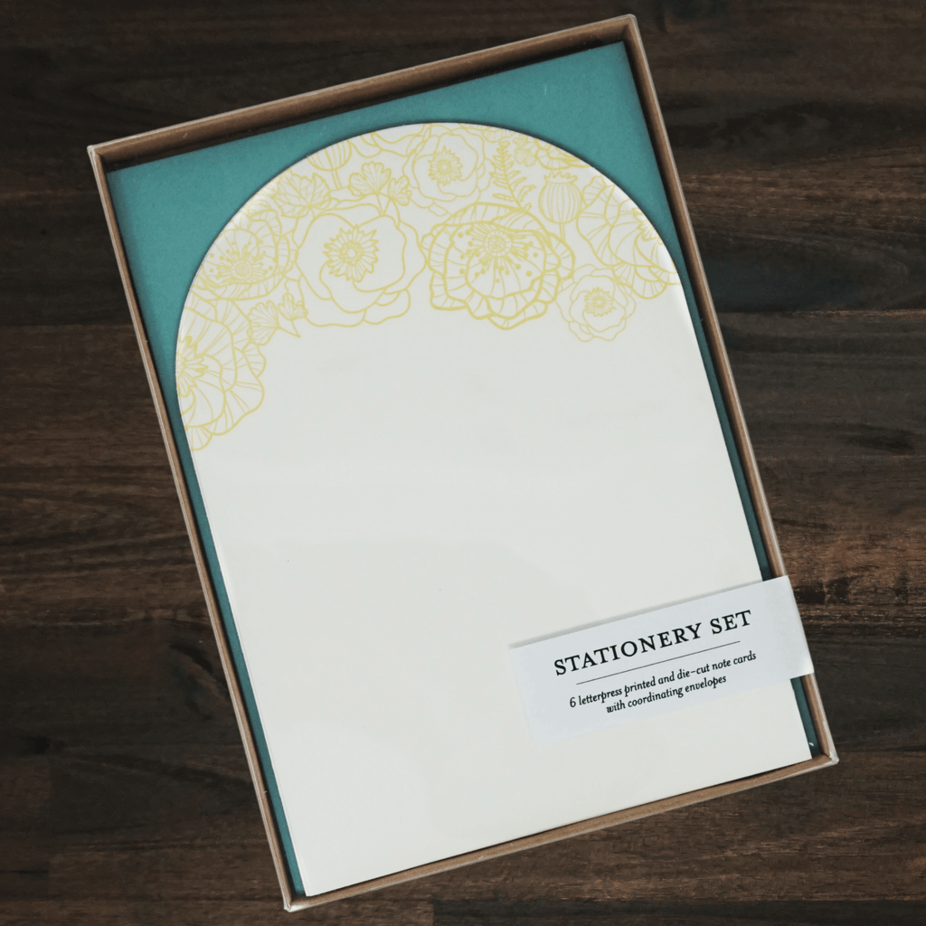 Stationery Set | 6 Note Cards | Poppies | Pistachio Press