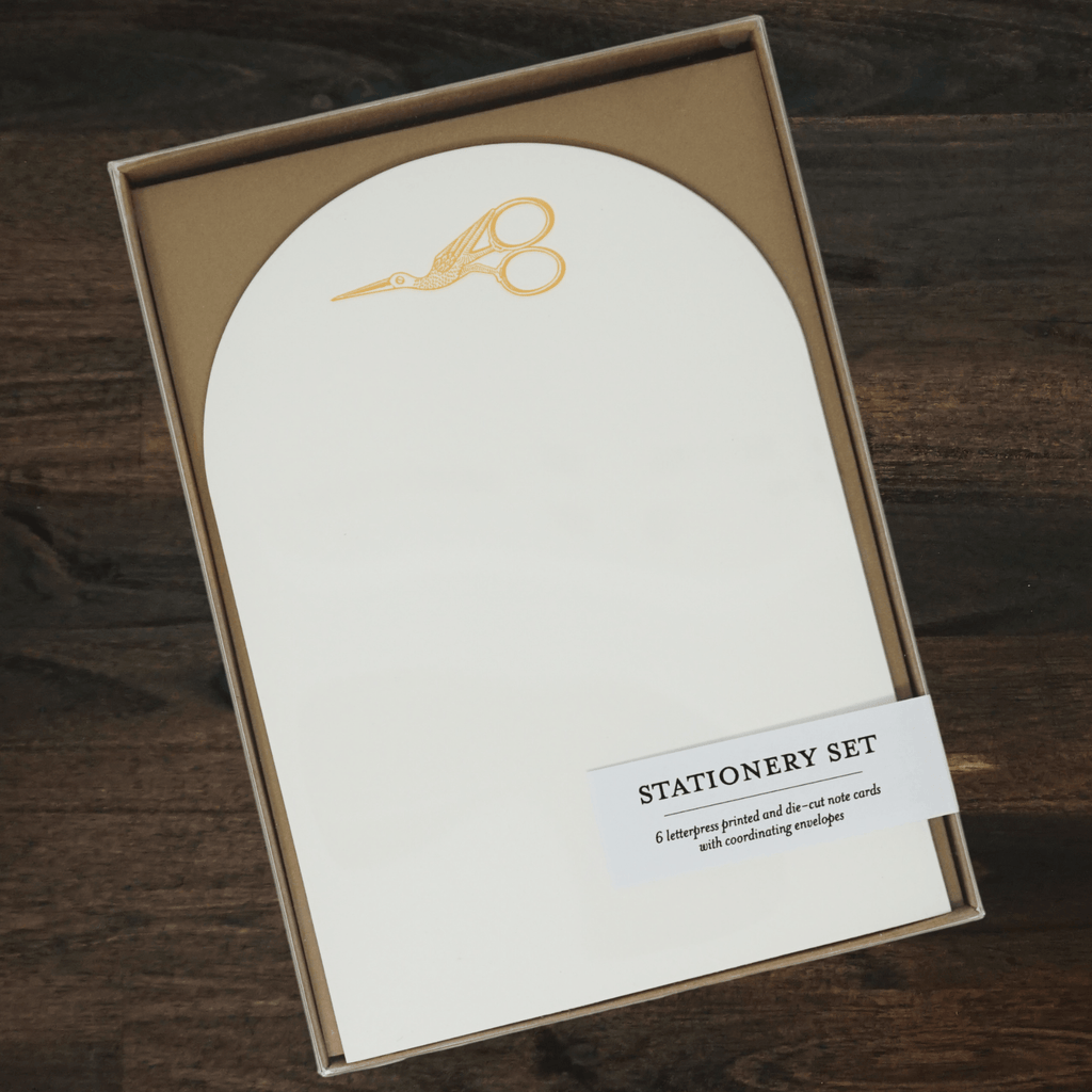 Stationery Set | 6 Note Cards | Stork Scissors | Pistachio Press