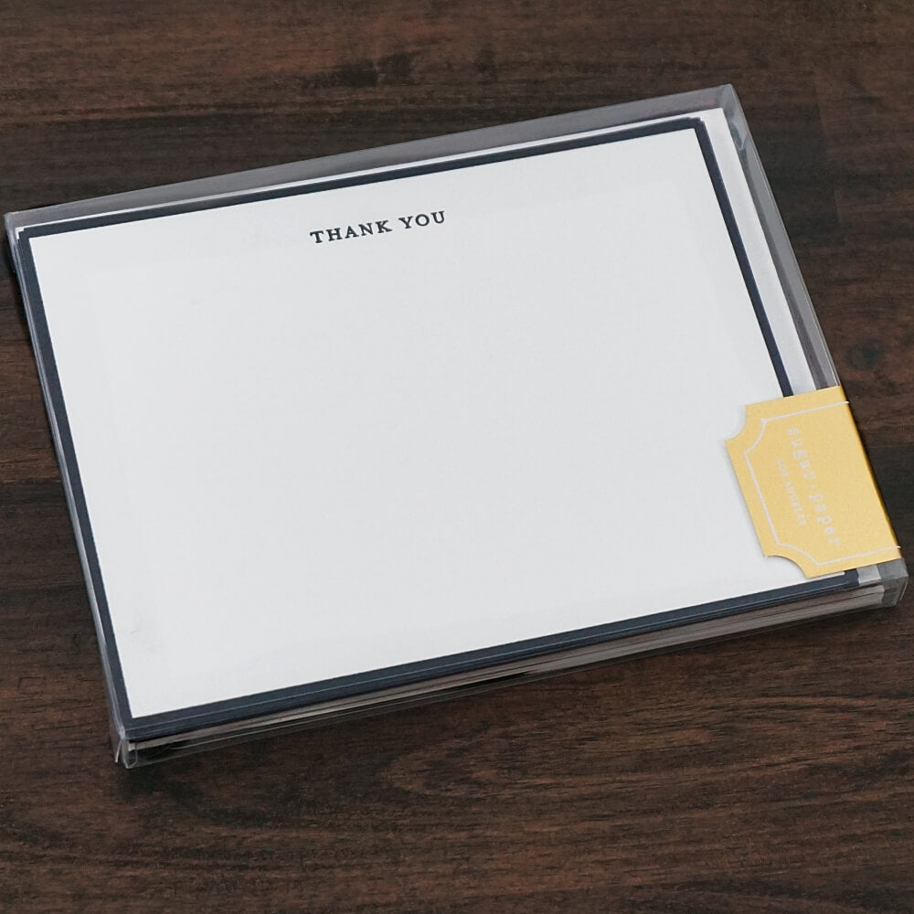 Simple Thank You, Black Note Set | 6 Note Cards | Sugar Paper
