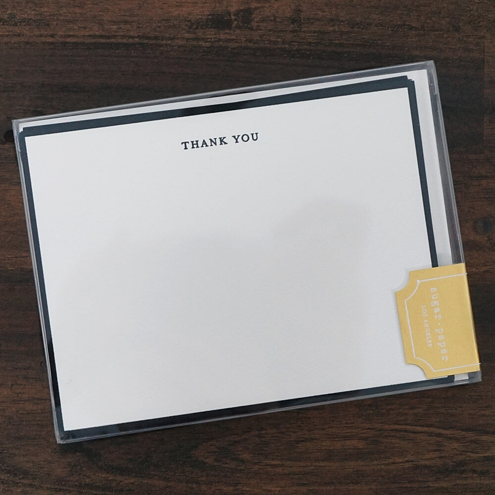 Simple Thank You, Black Note Set | 6 Note Cards | Sugar Paper