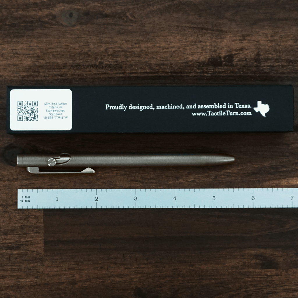 Slim Bolt Action Pen | Stonewashed Titanium | Standard (5.6